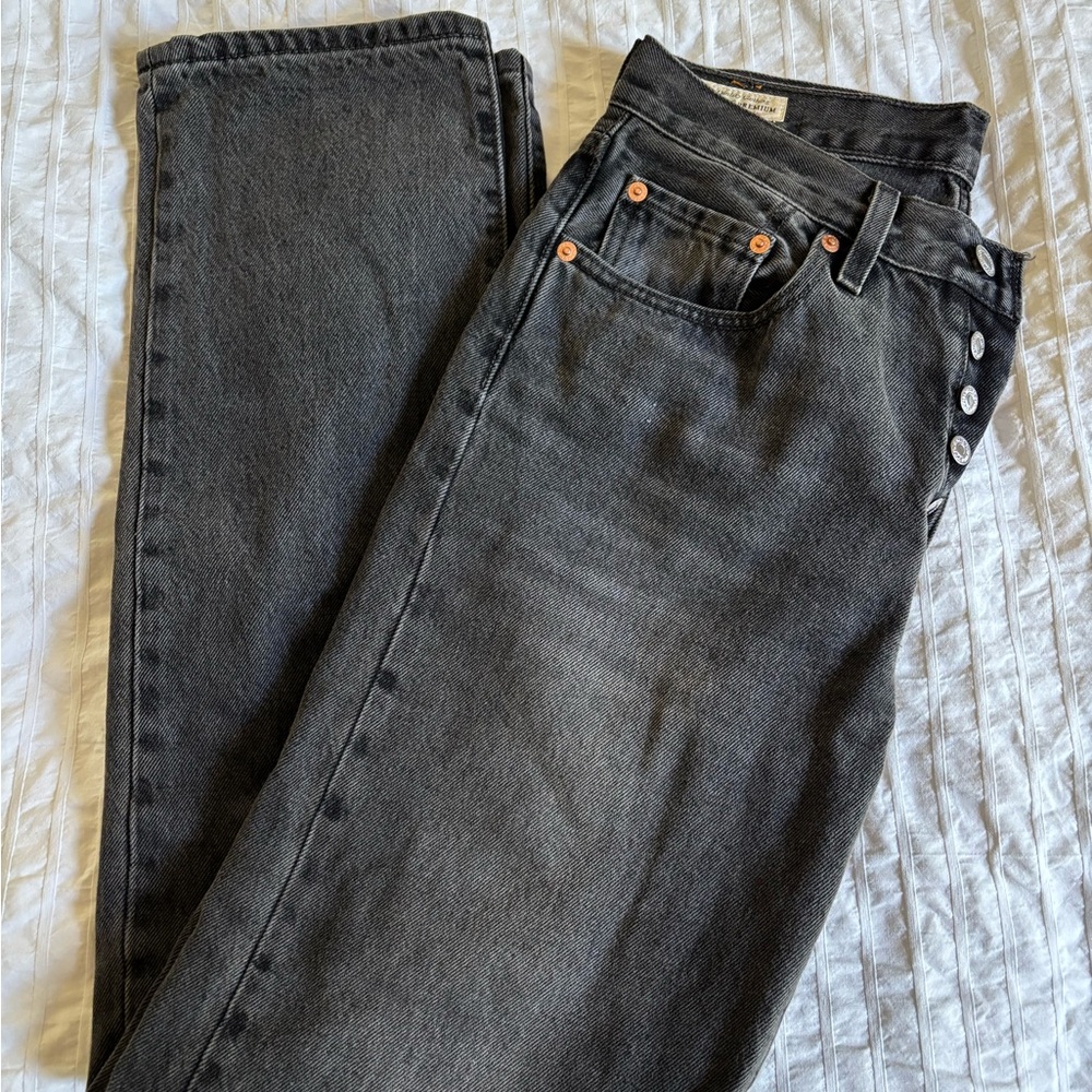 Levi's Off Black Straight Leg Jeans 501